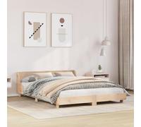 QUAHEAS Lit en bois de pin massif 120 x 200 cm, cadre de lit avec tête de lit, lit plate-forme robuste, cadre en bois non traité pour chambre à coucher, bon soutien