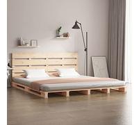 QUAHEAS Lit en bois massif 120 x 190 cm en pin non traité, avec sommier à lattes et tête de lit, cadre de lit robuste pour chambre à coucher, 120 x 190 cm, petit lit double