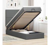QUAHEAS Lit Ottoman Gris foncé 90x200 cm avec Matelas à Ressorts ensachés, Cadre en Tissu Polyester, Rangement Coffre avec mécanisme hydraulique pour Chambre Adulte