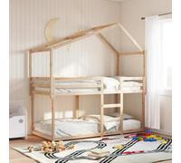 QUAHEAS Lit superposé Bois de pin Massif 80x200 cm avec Toit Cadre sommier Plateforme pour Chambre Enfant ado garçon Fille Espace limité Rangement tiroir Coffre