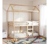 QUAHEAS Lit superposé en Bois de pin Massif 90x190 cm avec sommier à Lattes Cadre Robuste et Toit de lit pour Chambre Enfant ado garçon Fille Espace limité Rangement intégré