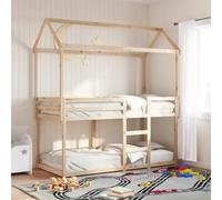 QUAHEAS Lit superposé en Bois de pin Massif avec sommier à Lattes 90x190 cm Cadre Robuste pour Chambre Enfant ado garçon Fille Espace limité Design Fonctionnel et Toit ludique