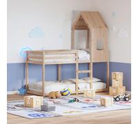 QUAHEAS Lit superposé pour Enfants en Bois Massif 90x200 cm avec Toit et Garde-Corps, Cadre avec sommier, Structure compacte pour Chambre Enfant ou ado, idéal pour Espace limité