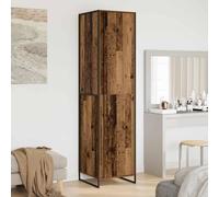 QUAHEAS Lot de 2 armoires avec porte Aspect bois vieilli 50 x 50 x 200 cm Matériau du bois durable pour chambre à coucher, garde-robe, espace de rangement