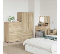 QUAHEAS Lot de 2 armoires de rangement en chêne Sonoma - 80 x 48 x 105 cm - Avec 4 tiroirs - Design moderne - Armoire de rangement polyvalente pour chambre à coucher et salon