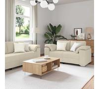 QUAHEAS Lot de 2 canapés - Gris clair - 219 x 77 x 82 cm - Housse en tissu - Design moderne - Pour salon - Canapé rembourré durable avec cadre en métal - Groupe de sièges confortables