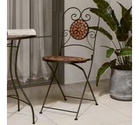 QUAHEAS Lot de 2 chaises de bistrot pliables, couleur terre cuite, avec assise en céramique, structure en fer revêtu par pulvérisation, 38 x 45,5 x 89,5 cm, résistantes aux intempéries, pour balcon