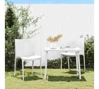 QUAHEAS Lot de 2 chaises de jardin, blanches, en polypropylène, 50 x 46 x 80 cm, empilables, pour balcon, terrasse, extérieur, confort d'assise durable