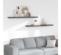 QUAHEAS Lot de 2 étagères flottantes en MDF - Gris brillant - 120 x 23,5 x 3,8 cm - Fixation invisible - Étagère murale pour livres - Article de décoration élégante - Étagères flottantes pour mur