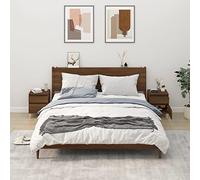 QUAHEAS Lot de 2 tables de chevet, aspect chêne marron, 40 x 35 x 50 cm, matériau en bois robuste, espace de rangement polyvalent pour chambre à coucher, salon