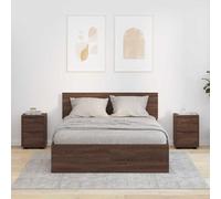 QUAHEAS Lot de 2 tables de chevet en chêne marron réglables en hauteur avec 2 tiroirs, design stable pour chambre à coucher, 30,5 x 30 x 43 cm