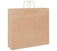 QUAHEAS Lot de 250 sacs en papier kraft avec poignées - 54 x 15 x 49 cm - Marron - Charge maximale : 10 kg - Sacs cadeaux pour fête, mariage, anniversaire, Noël, Pâques, événement, cadeau, emballage