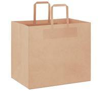 QUAHEAS Lot de 250 sacs en papier kraft marron - 32 x 22 x 28 cm - Avec poignées en corde - Pour cadeau, fête, emballage, petit cadeau, anniversaire, mariage, Noël, Pâques, célébration