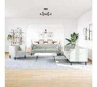 QUAHEAS Lot de 3 canapés de salon, en velours, gris clair, 194 x 74,5 x 70,5 cm, design moderne, durable, respirant, pour salon, chambre à coucher et bureau