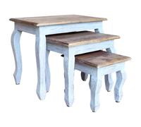 QUAHEAS Lot de 3 tables gigognes en bois d'acajou massif - Élégantes et antiques - Pour salon, chambre à coucher, table de chevet