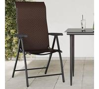 QUAHEAS Lot de 4 chaises de jardin pliables, marron, en polyrotin, résistantes aux intempéries, avec accoudoirs, hauteur réglable, 69 x 54,5 x 111 cm, confortables pour terrasse et extérieur
