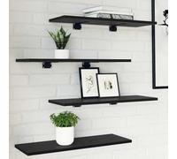 QUAHEAS Lot de 4 étagères modernes en bois noir 60 x 20 x 1,5 cm, idéales comme bibliothèque, organisateur pour livres, décoration et espace de rangement élégant dans n'importe quelle pièce.