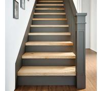QUAHEAS Lot de 4 marches d'escalier - Non traité - 70 x 25 x 2 cm - En bois massif de chêne - Antidérapant - Autocollant - Insonorisation - Protection contre les rayures - Pour escaliers en bois