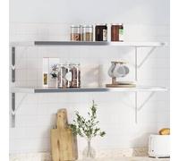 QUAHEAS Lot de 4 supports d'étagère, 40 x 25 cm, en acier inoxydable robuste, argenté, pour étagères murales flottantes, rangement et organisation polyvalents, projet de bricolage