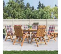 QUAHEAS Lot de 6 chaises de jardin avec coussins, en teck massif, réglables, pliables, résistantes aux intempéries, pour l'extérieur, confortables, idéales pour le jardin et la terrasse