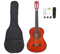 QUAHEAS Lot de 8 guitares classiques pour débutants 1/2 86 cm en bois de tilleul avec housse de guitare, sangle, médiator, sifflet, cordes, touche idéale pour l'école, les cours, la scène, le jeu de