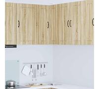 QUAHEAS Lucca Armoire d'angle murale en chêne Sonoma 57 x 57 x 80 cm avec 2 portes et étagères, meuble de cuisine autonome pour rangement, rangement, garde-manger, armoire d'appoint, commode