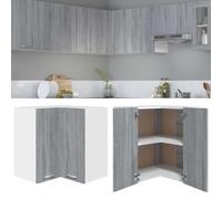 QUAHEAS Lyon Armoire suspendue d'angle en bois Sonoma gris 57 x 57 x 60 cm avec espace de rangement, meuble de cuisine pour garde-manger, rangement, commode, buffet, buffet, buffet, autoportant