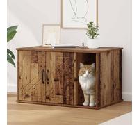 QUAHEAS Maison pour chat en bois vieilli - 85 x 55 x 50 cm - Intérieur stable - Moderne - Rectangulaire - Avec kit de montage - Idéal pour le salon et les refuges douillets - Amour des chats