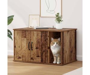 QUAHEAS Maison pour chat en bois vieilli - 85 x 55 x 50 cm - Intérieur stable - Moderne - Rectangulaire - Avec kit de montage - Idéal pour le salon et les refuges douillets - Amour des chats