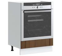 QUAHEAS Meuble de cuisine Lucca marron aspect chêne avec pieds réglables, dimensions compactes 60 x 46 x 81,5 cm, autoportant avec grand espace de rangement pour micro-ondes et four