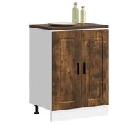QUAHEAS Meuble de cuisine Porto en bois de chêne fumé, 60 x 46 x 81,5 cm, avec pieds réglables, espace de rangement pour garde-manger et appareils de cuisine, autonome, facile d'entretien