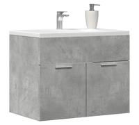 QUAHEAS Meuble de salle de bain flottant en chêne Sonoma - Gris béton - 60 x 38,5 x 46 cm - Résistant à l'humidité
