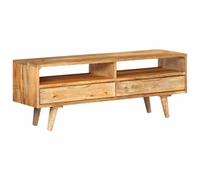 QUAHEAS Meuble TV en bois massif de mangue, 110 x 30 x 41 cm, avec espace de rangement, compartiments, surface de rangement pour salon, buffet, table de télévision, commode, armoire, étagère, tiroir