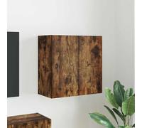 QUAHEAS Meuble TV mural en chêne fumé 59,5 x 31 x 60 cm avec 2 portes et étagère, montage mural pour salon, espace de rangement et rangement pour appareils multimédias
