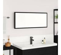 QUAHEAS Miroir de salle de bain à LED, aspect chêne, noir, 90 x 8,5 x 37 cm, montage mural, alimenté par USB, miroir plat pour salle de bain, style moderne