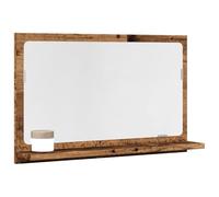 QUAHEAS Miroir de salle de bain avec étagère aspect bois vieilli 60 x 11 x 37 cm Matériau du bois Montage mural Résistant à l'humidité Pour salle de bain