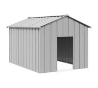 QUAHEAS Niche pour chien avec toit en acier galvanisé, 113 x 153 x 101 cm, résistante aux intempéries et à l'hiver, pour chiots et animaux, espace de couchage d'extérieur avec porte et protection