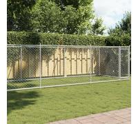 QUAHEAS Niche pour chien en acier galvanisé avec porte, 8 x 2 x 1,5 m, résistant aux intempéries, parc pliable, clôture de protection pour chiots et chiens, clapier modulaire pour jardin et terrasse