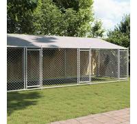 QUAHEAS Niche pour chien en acier galvanisé avec toit et portes, 8 x 2 x 2 m, résistant aux intempéries et robuste, idéal comme enclos pour chiots, enclos et enclos pour animaux pour jardin, terrasse