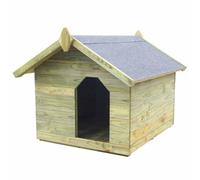 QUAHEAS Niche pour chien en bois de pin imprégné avec toit imperméable, 85 x 103 x 77 cm, résistant aux intempéries et à l'hiver, idéal comme refuge et lieu de couchage pour chiens dans le jardin et