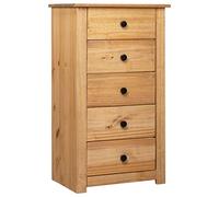 QUAHEAS Panama - Buffet en pin massif avec 5 tiroirs - 46 x 40 x 89 cm - Couleur bois naturel - Meuble de rangement pour salon, bureau, salle à manger - Armoire de rangement polyvalente