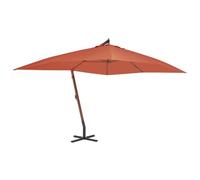 QUAHEAS Parasol déporté Melia 300 x vert, parasol en polyester imperméable avec mât en bois dur, inclinable et pliable, idéal pour jardin, terrasse, balcon comme protection UV et distributeur d'ombre