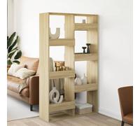 QUAHEAS Paravent en chêne Sonoma, 100 x 33 x 175 cm, matériau du bois, étagère polyvalente, idéale pour le salon, la chambre à coucher, le bureau