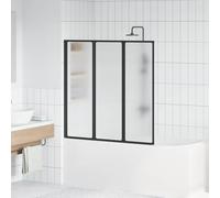 QUAHEAS Paroi de douche noire - 120 x 2 x 117 cm - En aluminium et polypropylène mat - Pliable - Avec joint en caoutchouc - Pour salle de bain - Sans barrière et peu encombrant - Montage facile
