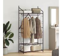 QUAHEAS Penderie ouverte unie - Porte-vêtements moderne en métal - Noir mat - 170 cm de haut - Solution de rangement robuste pour chambre à coucher, couloir, dressing