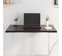 QUAHEAS Plateau de table 80 x 60 x 2 cm - En bois massif chêne foncé traité, bord d'arbre - Aspect naturel - Surface durable - Pour table de salle à manger, bureau