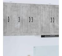 QUAHEAS Porto Armoire murale en bois gris béton 30 x 31 x 80 cm avec 3 étagères 2 portes Support mural pour cuisine et salle à manger Espace de rangement Commode Buffet