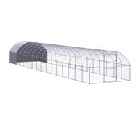 QUAHEAS Poulailler d'extérieur en acier galvanisé avec toit en polyéthylène imperméable, 3 x 16 x 2 m, grand clapier pour petits animaux avec enclos pour poules, canards, lapins
