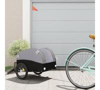 QUAHEAS Remorque de vélo en fer noir et gris, 30 kg, avec timon et drapeau de sécurité, idéale pour les charges, les enfants, le chien, les bagages, l'extérieur et les randonnées à vélo