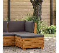 QUAHEAS Repose-pieds de jardin en bois d'acacia massif marron 60 x 60 x 30 cm avec coussin d'assise, meuble de salon d'extérieur résistant aux intempéries, extensible comme module pour terrasse